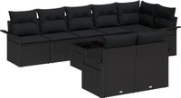 vidaXL Tuinbank - Set - 9 - st - Zwart - poly - rattan