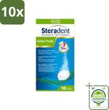 Steradent 10 x Nettoyant pour prothèses dentaires Active Fresh Menthol & Eucalyptus 90 Comprimés Grand conditionnement