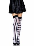 LEG AVENUE 6120 - Harlequin Thigh Highs, Einheitsgröße (Schwarz-Weiß)
