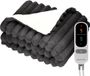 Auronic Elektrische Deken - 160 x 120cm - 1 Persoons Warmtedeken - 3 Warmtestanden - Verwarmingsdeken - Pluche - Antraciet