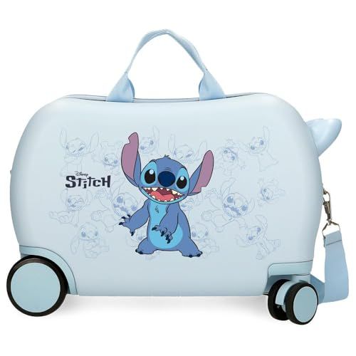 Joumma Bags Disney Gelukkige Stitch-kofferset, kofferset, van ABS, een robuust en licht materiaal, zijdelingse combinatiesluiting, Blauw, kinderkoffer