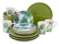 CreaTable, 22890 Serie Ibiza 16-delig tafelservies van aardewerk, vaatwasser- en magnetronbestendig, gemaakt in Portugal