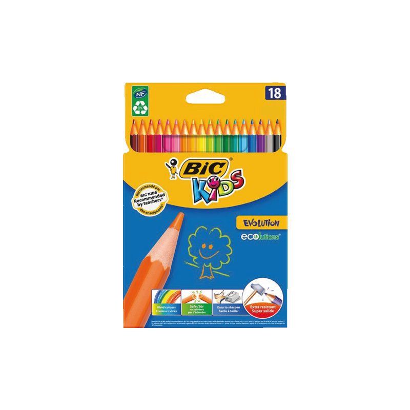 BIC Kids Evolution Kleurpotloden - 18 stuks - in kartonnen doos