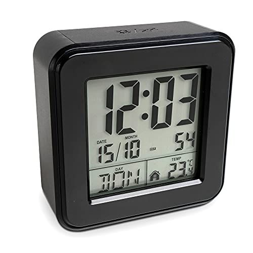 Mebus 25595 wekker, compact, vierkant met thermometer - wit