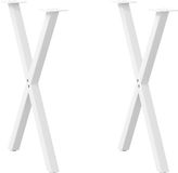 vidaXL Eettafelpoten X-vormig 50x(72-73) cm Staal Wit (2 stuks)