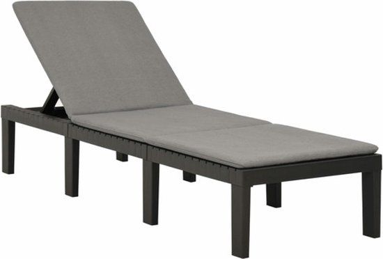 vidaXL Ligbed met kussen kunststof antracietkleurig