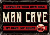 waakbord Metalen Wandplaat - Wandbord - 30 x 20 x 0.5 cm - Man Cave - Enter at your own risk