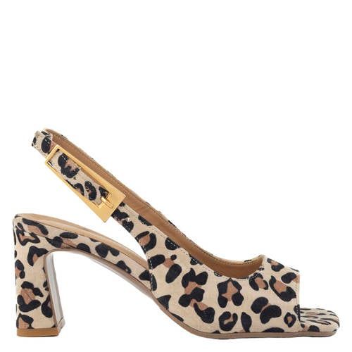 Babouche G-Biba-2 suède sandalettes met panterprint beige/zwart