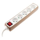 Zenitech Multiprise 5x16A 2P+T + interrupteur + housse - Taupe