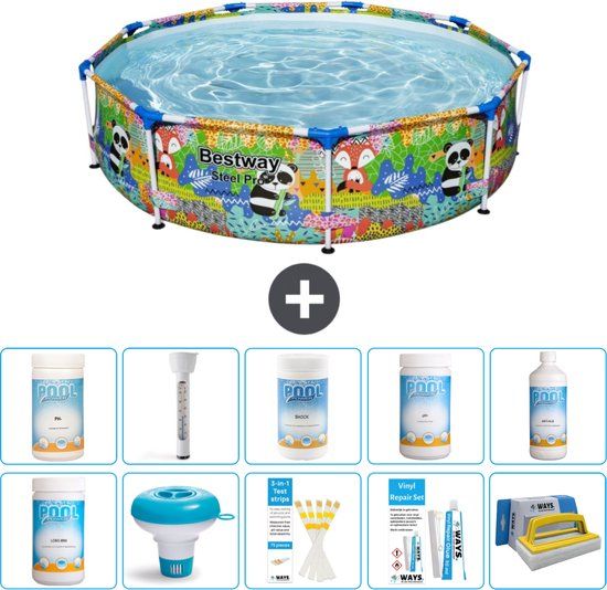 Bestway Rond Steel Pro Zwembad 274 x 66 cm - Dierenprint - Compleet pakket