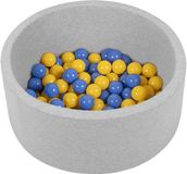 Petsona Ballenbad Voor Honden 70x30cm/150 Ballen Rond Kat Konijn Huisdieren Hondenbad Dieren Schuimbad Draagbaar Gemaakt In EU Lichtgrijs Blauw Geel