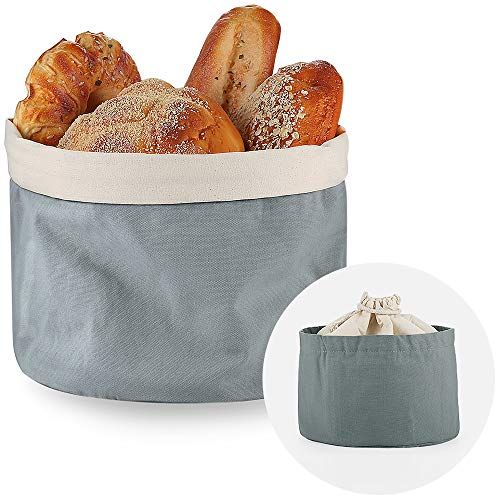 Broodmand met deksel en trekkoord Ø 25 cm - blauwachtige grijze broodtas