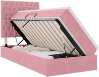 vidaXL LED opbergbed met matras Roze 90 x 200 cm Fluweel