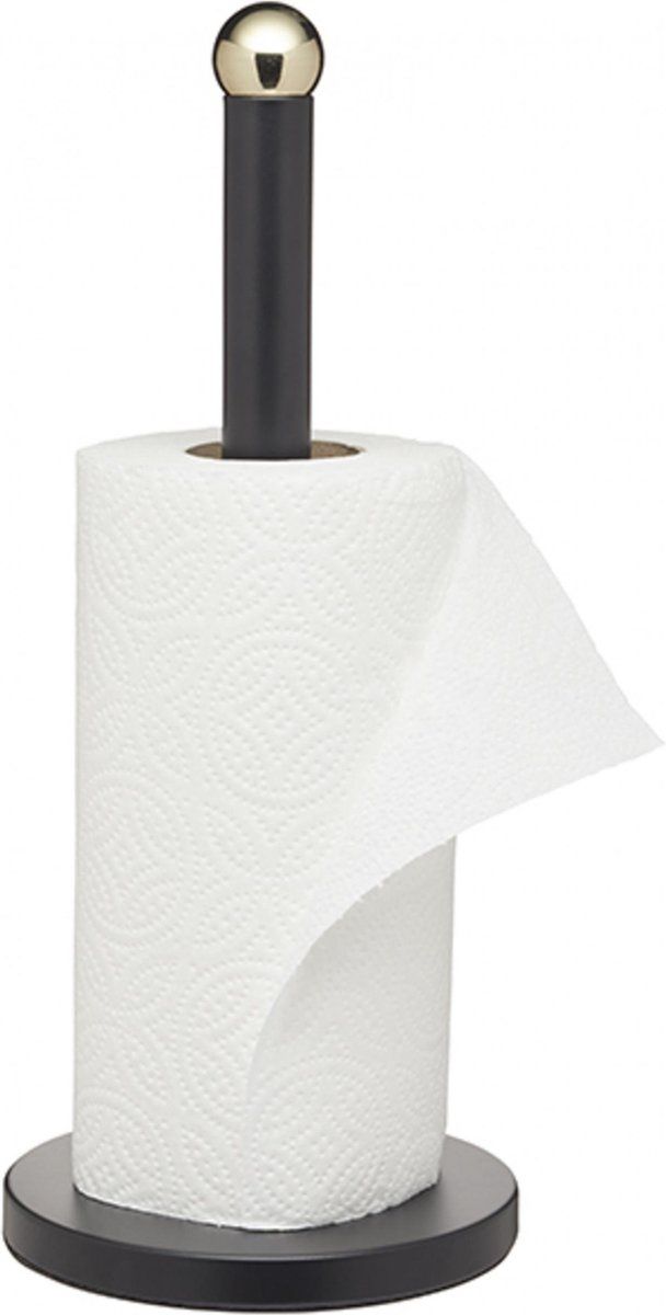 Masterclass keukenrolhouder Fins staal 15 x 35 cm zwart/goud