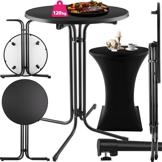 tectake Gastro Bartafel - Ø80cm - Zwart