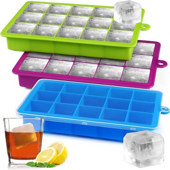 Sinnsally 3-Pack Siliconen Ijsblokjesvorm met Deksel