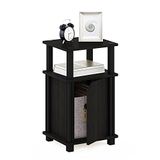 Furinno 3-tier End Side Sofa Tafel/Nighstand met deur, Hout, Espresso/Zwart, Pack van 1