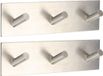 Tendance Handdoek haakjes vierkant - 2x - 3 haken - 18 x 3 x 5 cm - zilver - Zelfklevende ophang haakjes - Metaal