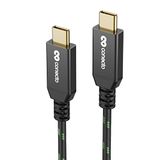 conecto, USB-C naar USB-C oplaadkabel, USB 2.0, snellaadfunctie, vergulde stekker, E-Marker, 480MB/s, 5A/100W, aluminium behuizing, nylon mantel, zwart/groen, 0,30m