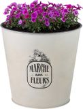 Sunnydays Emmer/plantenpot/bloempot - zink - ivoorwit - D23 x H22 cm