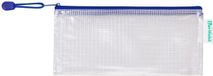 Tarifold Fr 509041 Set van 8 plastic zakken geruit formaat rits document portefeuilles transparant voor kantoor, reizen, school thuis blauw, 25x13 cm