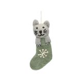 Kersthanger, vilt, kat in een kerstsok