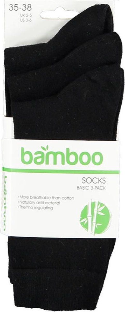 Apollo Bamboe sokken 3 paar - Zwart - Maat 35/38