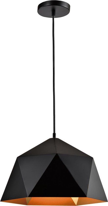 QUVIO Hanglamp modern - Hoekig design - Diameter 33 cm - Zwart