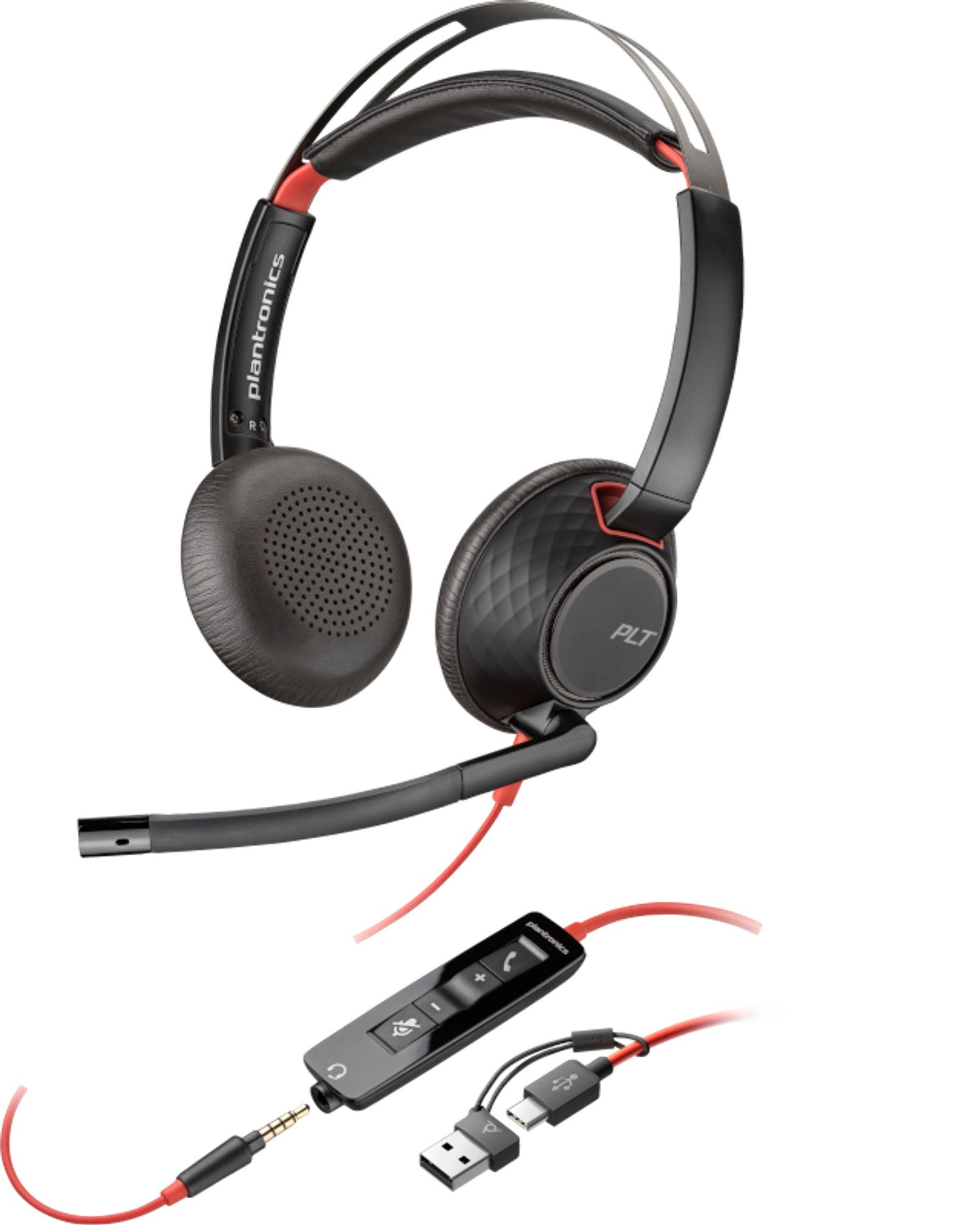 POLY Blackwire 5220 Stereo USB-C Headset + 3.5 mm plug + USB-C/A adapter