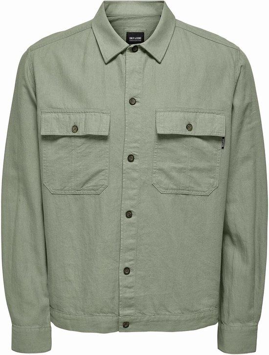 ONLY & SONS ONSKENNET Linen Overshirt - Men - Green - XL