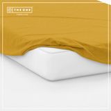 The One towelling The One Bedding Hoeslaken - 100 x 220 cm - Eenpersoons - Katoen/Satijn - Okergeel