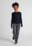 Minoti Spijkerbroek Meisjes Zwart Denim Geborduurd - Straight Fit