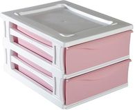 Hega Hogar Ladeblokje/bureau organizer 2x lade - wit/roze - L26 x B35 x H20 cm - kunststof