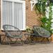 ZKOO B.V. Ensemble de balcon pliable pour jardin avec table basse et 2 chaises, coussins inclus, acier gris pour terrasse et jardin