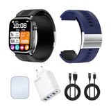 Knauermann PRO 4 Air (2026) Smartwatch et tracker de fitness pour homme et femme, AMOLED Always-On, IP66, Bluetooth 5.3, batterie jusqu'à 25 jours, Android et iOS, noir, carré, paquet premium