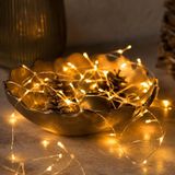 Merkloos Lichtsnoer - op batterij - 5 meter - warm wit - 50 led lampjes - transparant snoer