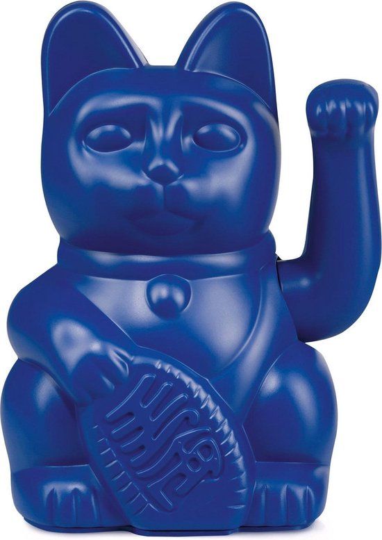 Donkey Wuivende Gelukskat Lucky Cat Maneki-Neko donkerblauw