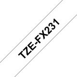 Brother TZ-FX231 12mm black on white flexible tape (8m)