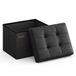 SONGMICS Pouf de rangement, petit banc pliable, 31 x 41 cm | Coffre de rangement, capacité de charge jusqu'à 130 kg, pour salon, chambre, dortoir, noir d'encre, MINOTA Collection LSF100B01