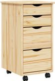 vidaXL - Rollende kast met bureau MOSS - 34 x 39 x 65,5 cm - Heldere vernis