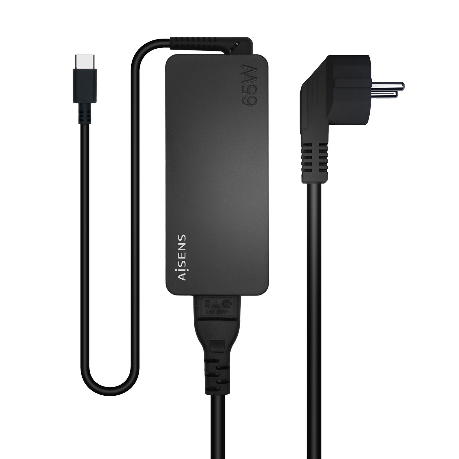 AISENS ASCH-1PD65D-BK netvoeding & inverter Binnen 65 W Zwart