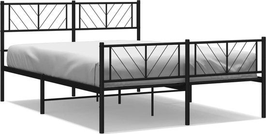 vidaXL Bedframe met hoofd- en voeteneinde metaal zwart 140x190 cm