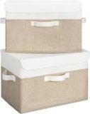 Merkloos Opbergdozen met Deksel - 2 Stuks - Wit Khaki