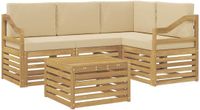 vidaXL Hoek loungeset Wit en Beige Polyester
