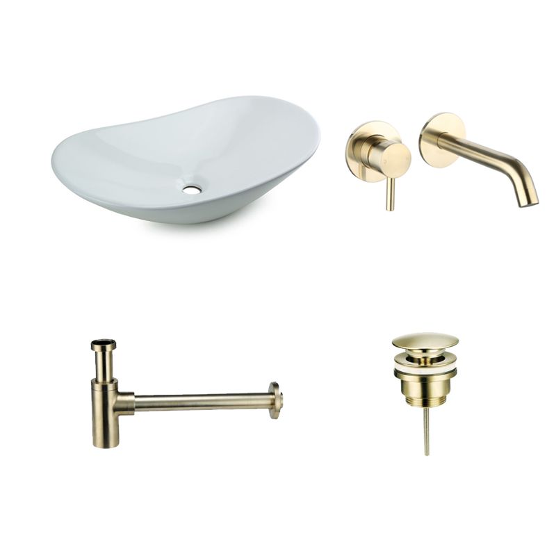 Badkamerplanet Waskomset Keramiek Acosta Goud Inbouwkraan 62x34x14,5 cm