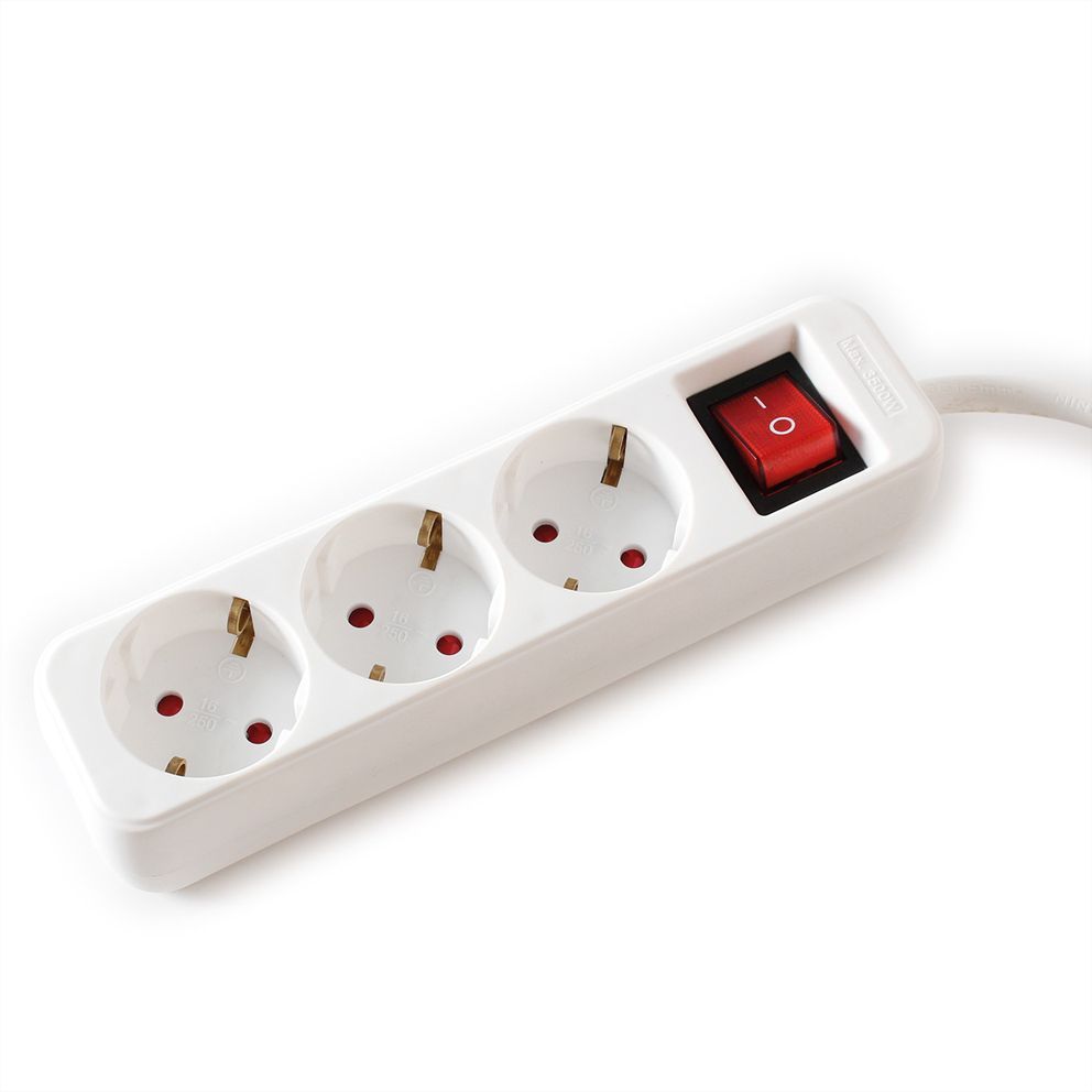 Stekkerdoos - 10 m - wit - 3600 watt - met schakelaar