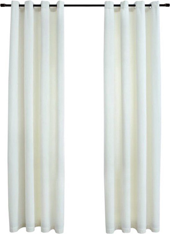 vidaXL Gordijn verduisterend met ringen 2 stuks 140x245 cm fluweel crème