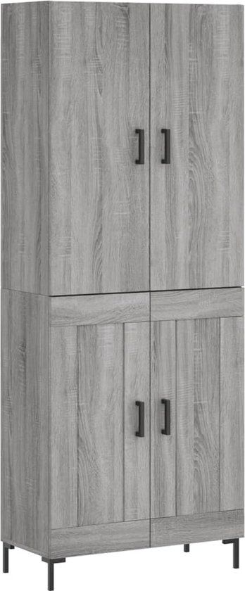 vidaXL Hoge kast 69,5x34x180 cm Bewerkt hout Grijs Sonoma eikenkleurig