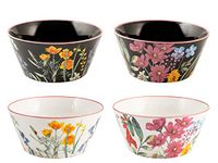 H&H Caroline Set van 6 kommen, New Bone China, zwart en wit, 14 cm