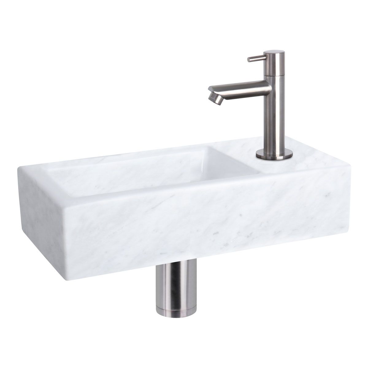 Differnz Helios Fonteinset marmer recht mat chroom 38.401.35 - Wit